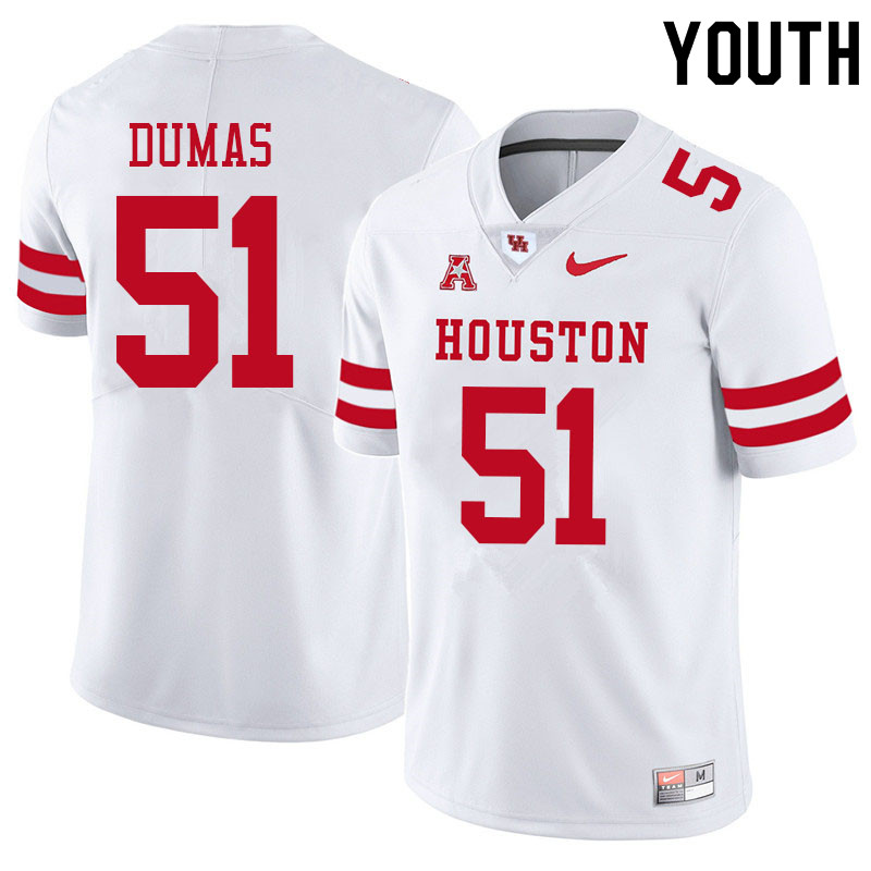 Youth #51 Kanen Dumas Houston Cougars College Football Jerseys Sale-White